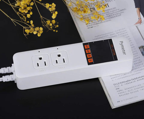 All In One Temperature And Humidity Controller For Reptile Enclosures And Mushroom Greenhouse Pre Wired Dual Outlet Thermostat shown
