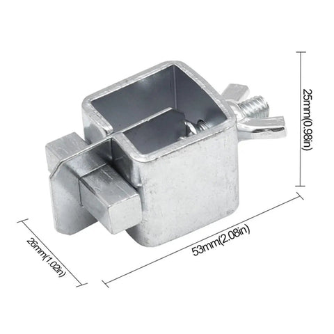 Durable 8-Piece Steel Welding Clamps To Align Car Truck Door Skin Panels With Rustproof Locks For Cracks And Bodywork Fixes That Rock close-up of a steel clamp measuring 53mm x 26mm x 25mm.