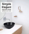 12-Inch Round Porcelain Vessel Sink For Bathroom Black Above Counter Vanity Basin With Pop Up Drain Industrial Modern Design