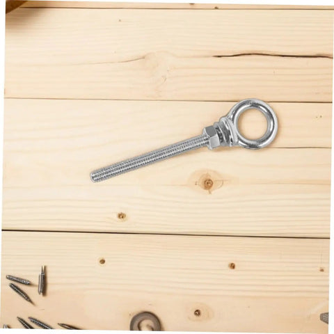 Stainless Steel Threaded Eyebolts M10x100mm Set of 2 Heavy Duty Lifting Eye Lug Bolts With Rings on wooden table