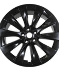 Freshly Reconditioned 20 Inch Oem Slipstream Wheel Fits Tesla Model X 2016 2017 Rear Rim top view with shiny black finish.