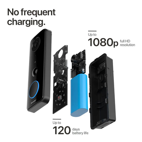 Upgraded 1080P Video Doorbell With Chime Wireless Battery Or Wired Power IP66 Weatherproof Two Way Audio Motion Alerts