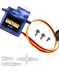 Close-up of SG90 micro servo, part of Eight Piece SG90 9G Micro Servo Motors Kit For RC Projects And Arduino Dope Servo Pack.