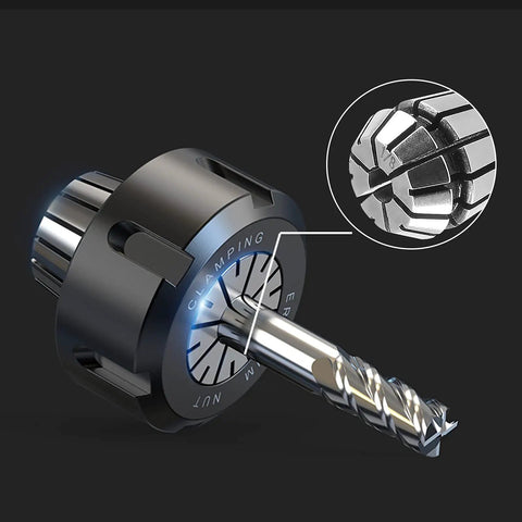 Two Pack ER11 Collet One Eighth Inch High Precision Spring Collet Chuck for CNC Engraving Machines illustration with end mill