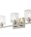 Sleek Modern Bathroom Light Fixtures With Three Crystal Glass Vanity Lights Over Mirror In Brushed Nickel Finish G9 Bulb Not Included