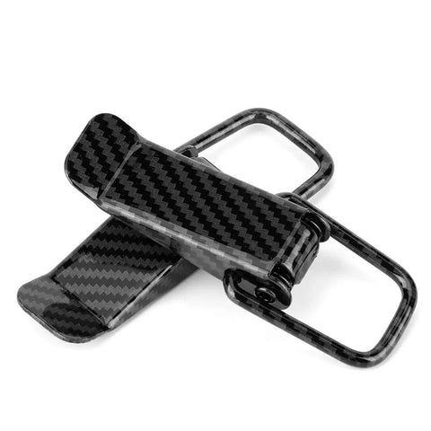 Quick Release Hook Lock Clip For Cars And Trucks, Universal Fit With Carbon Fiber Texture Hood Fastener, shown in black