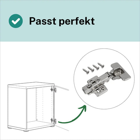 3D Soft Close Cabinet Hinge For Besta Doors With Cover, Easy Install And Adjustable Tension with screws shown