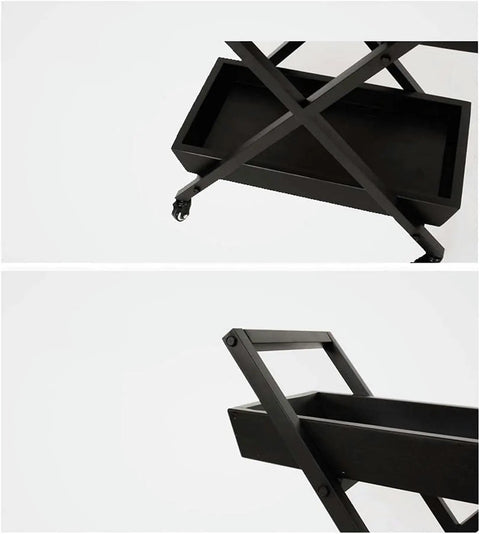 Heavy Duty Kitchen Storage Cart With Three Tier Rust Resistant Metal Frame And Tempered Glass Top Industrial Style Serving Trolley For Home Bars Wines And Salon Gear Hella Spacious Design, showing the undercarriage and storage tray.