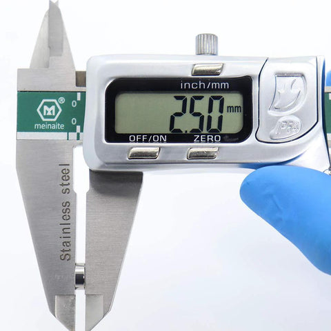 Miniature stainless steel shielded ball bearing L-740ZZ measured by digital caliper