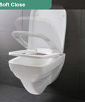 White Square Elongated Toilet Seat Featuring Quiet Soft Close Lids And Quick Release Hinges For No Sweat Top Mount Installation with open lid