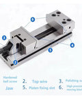 Detailed view of Premium Heavy Duty Eight Inch Workbench Vise Rock Solid High Performance Clamping Power with components labeled.