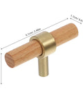 10 Pack Solid Wood Cabinet Door Handles Pulls With Single Hole Design Rustic Beech Wood And Brass Hardware Retro Wardrobe Drawer
