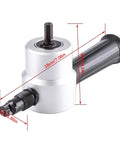 Dope Double Head Metal Nibbler Cutter With Nonslip Handle Fits Electric Drill showing dimensions and design for precise metal cutting.