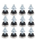 Leveling Feet For Furniture Set Of 12 Adjustable Table Leg Glide Pads With T Nut For Rugged No Wobble Tables Chairs Cabinets And More Easy Height Adjustment For Uneven Floors And Floor Scratch Prevention, 12 black and silver feet