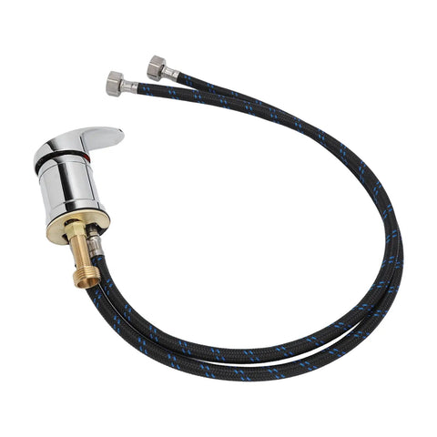 Commercial Grade Barbershop Shampoo Basin Faucet Mixing Valve with black flex hose for easy installation and control.