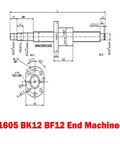 C7 Grade 16mm Right Hand Thread Rolled Ball Screw With End Machined SFU1605 And Flange Nut technical diagram