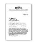 Early Girl Slicing Tomato Seeds For Home Garden Non GMO Indeterminate 50 Pack Easy Grow Seeds For A Big Summer Harvest 59 Days To Maturity 4 Oz Fruits seed packet