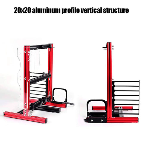 Modular Open Air Motherboard Frame Rack For ATX Micro ATX ITX Builds with red 20x20 aluminum profiles, vertical orientation.