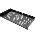 1U Universal Rack Shelf With 10 Inch Depth, Vented Cantilever Tray in black for 19 Inch Network Racks and Cabinets, durable IT equipment