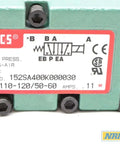 Heavy Duty Workhorse 150 Psi Solenoid Valve With 120V Ac Electric Coil Drop In Replacement 152Sa400k000030 D411718 label and connection detail.