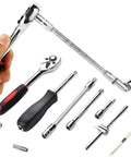 46-Piece 1/4 Inch Go-To Mechanic Tool Set with hex bit sockets, ratchet wrench, and essential hand tools for auto repair and DIY.