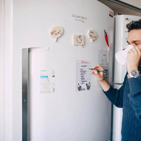 Person writing on fridge using Extra Large Magnetic Sheets With Adhesive Backing Flexible Extra Strong Magnetic Paper For Crafts