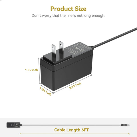 Heavy Duty 12V AC Adapter Wall Charger Power Cord Built Tough For Seamless Daily Plugs compatible with EVOO notebook, 6FT length.