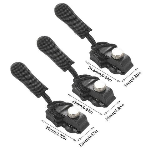Zipper Repair Kit 3 Piece Universal Puller Tool Set For Jackets Boots Luggage And Backpacks Quick Zip Slider Replacement