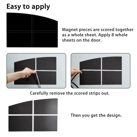 Magnetic Faux Arched Window Panes For Steel Garage Doors, Eight Panel Two Car Garage Decor Kit installation guide illustration