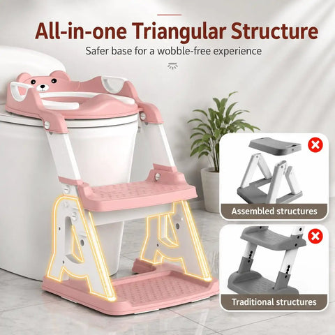 Rock Solid Two In One Toddler Potty Training Seat With Reinforced Grip Bar And Non Slip Footrest For Girls And Boys Pink Hassle Free Setup And Foolproof Daily Use Companion For Smooth Housebreaking Progress
