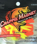 Crappie Magnets Body Pack Of Fifteen Crappie Bodies In Orange Chartreuse One And Three Quarter Inch With Split Tail That Stays Open