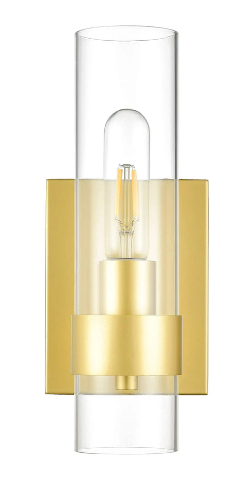 Slick Capron Brass Wall Sconce With Clear Glass Shade - Modern Industrial Vanity Light For Bathroom, Hallway, Or Bedroom - Gold Finish, Easy Install, Built To Last Indoor Lighting Fixture
