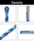 Piutouyar 5-pc 10mm masonry drill bit set with blue coating and carbide tips; displayed in front, side, tip, and flute views