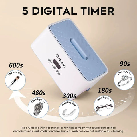 Ultrasonic Jewelry Cleaner 1000mL Deep Clean, 45kHz Sonic Cleaner with 5 modes and degassing, blue lid, digital timer display