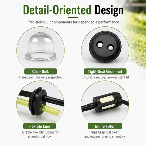 Fuel Line Repair Kit With Filter and Primer Bulb Grommets For Honda FG110K1ANT Small Engine Gasoline System Fixing Replacements Upkeep And Smooth Operation clear bulb, grommet, hose and inline filter