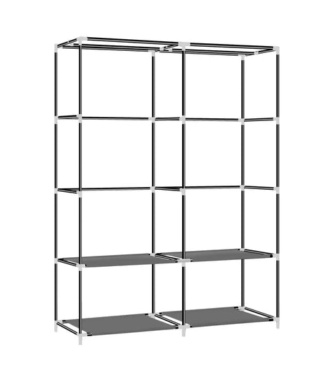 Space Saving Wardrobe Organizer Closet With Two Hanging Rods Portable Standing Fabric Wardrobe frame in steel structure.