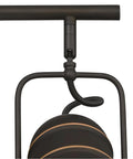 Close-up of Boswell Vintage-Style Four-Light Indoor Track Light Kit in oil-rubbed bronze with metal shade highlights.