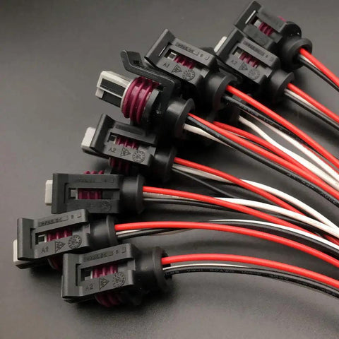 GT150 3 Pin Pressure Sensor Connector Kit with Wires 20 AWG 10 Pack, black and red connectors with attached wires