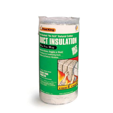 Heavy Duty Foil Backed Natural Cotton Duct Wrap For Heating And Cooling Pipes, 12" wide, 1" thick, 15' long roll.