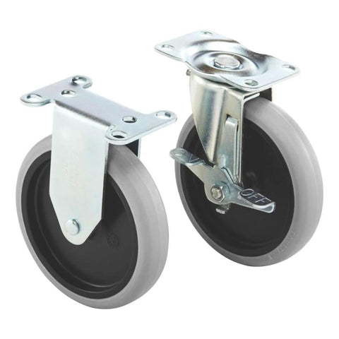 Heavy Duty Adaptable Utility Cart Replacement Casters Pack Of 4 With Two Fixed And Two Swivel Locking Casters 5 Inch TPR Wheels
