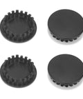 Matte Black Wheel Center Caps 2.63 Inch Outer Diameter Snap Fit Installation For Cadillac Chevy Buick, showing both sides of four caps.
