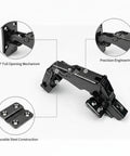 180 Degree Straight Arm Cabinet Hinge For Full Overlay Doors With Built In Damping, black steel construction detailing