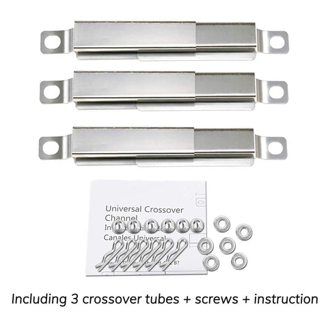 Charbroil Advantage Series 4 Burner Grill Replacement Parts Kit With Stainless Steel Burner Tube, Heat Tent Shield, Heat Plate, And Adjustable Crossover Tube For 463344116 And 466344116 Gas Grills - 3 crossover tubes, screws, and instruction manual