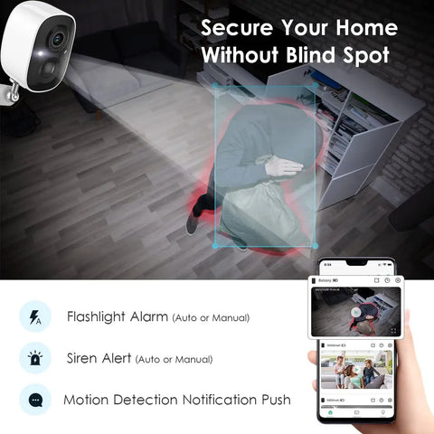 Wireless Outdoor Security Camera Kit Four Pack 2K Battery Powered Cameras For Easy Home Security Surveillance capturing intruder