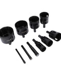 Heavy Duty 10Pcs Serrated Brazing Hole Saw Drill Bits Kit With EVA Guide Jig For Tough Jobs, 6-50mm carbon steel hole saw set