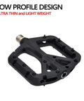 Non-Slip Mountain Bike Pedals With Lightweight Wide Flat Platform For MTB, Nylon Composite Body, Nine Sixteen Inch Spindle