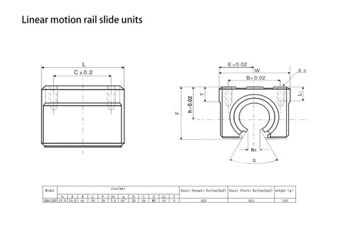 4 Pack SBR12UU Linear Bearing Blocks For 12mm Linear Guide Rails Aluminum Alloy Pillow Slide Block Pro Grade Smooth Low Friction Motion For CNC Router Parts, dimension drawing