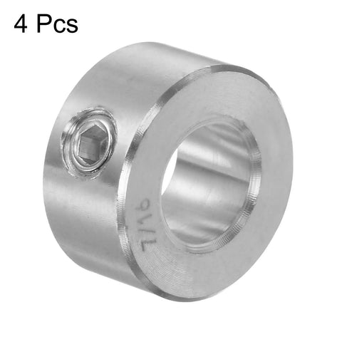4 Pack Shaft Collars 304 Stainless Steel Bore Seven Sixteenth Inch Outer Diameter Seven Eighths Inch Width Seven Sixteenth Inch Set Screw Rings