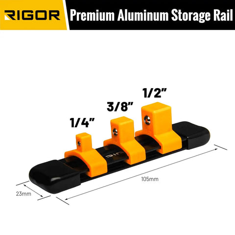 Premium aluminum rail for Three Piece Universal Joint Socket Adapter Set For Auto Repairs with 1/4, 3/8, 1/2 inch drives.