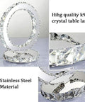 Ferris Wheel Shaped Crystal Table Lamp With LED White Light Sleek Dope Glow Durable K9 Crystal And Stainless Steel Portable Bedside Nightstand Desk Lamp "Hihg quality k9 crystal" and "Stainless Steel Material" details visible